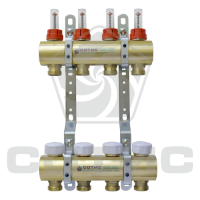 Коллекторные группы латунные с расходомерами и термостатическими клапанами серии СОТИС КГ06-50-2500 - КГ06-50-2502-20НР