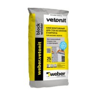 Клей для газо-, пенобетонных блоков Weber.Vetonit block Winter, 25 кг (48 шт./под.) 1001884 - С-000017712