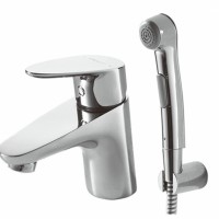 Смеситель для ванной комнаты на раковину низкий с гигиеническим душем - F14898C-2